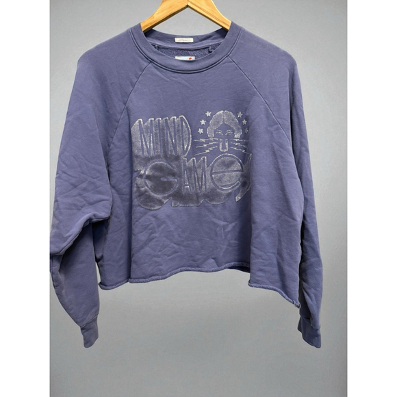 MOTHER Sweatshirt Mind Games The Boost Crop Cut Off Purple Size Small Oversized - Picture 1 of 10